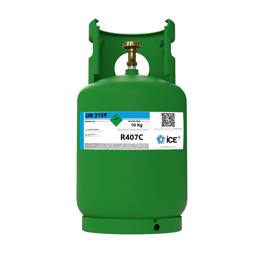 R407C Klimagas Kältemittel – 10 kg, aufladbarer Zylinder, 1/4 Anschluss